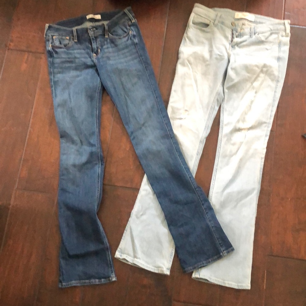Light wash and dark wash boot leg jeans (hollister